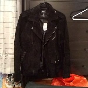 forever 21 genuine suede biker moto jacket mens